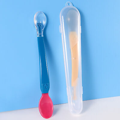 Cucharas para niños pequeños utensilios de doble extremo sin plástico sensibles al calor para bebés y niños pequeños