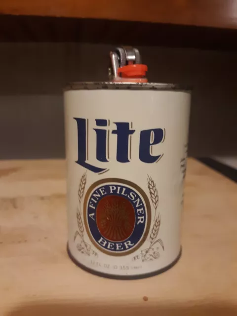 MILLER LITE Mini Beer Can Cigarette Lighter Holder For Bic Lighters.