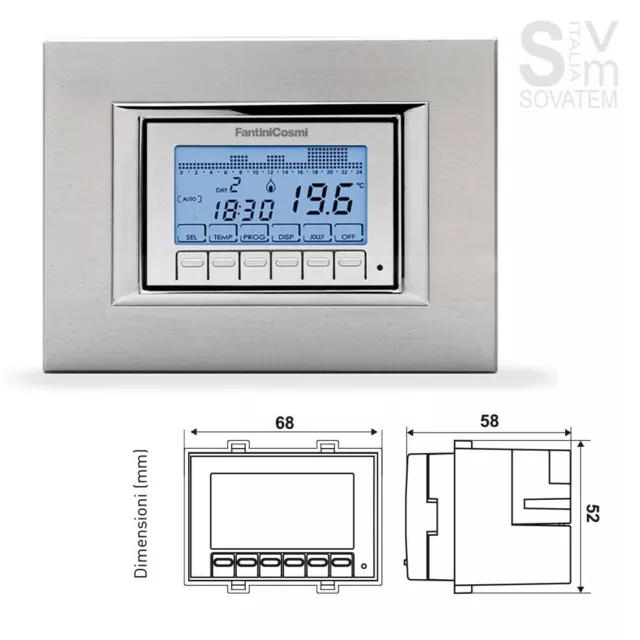 Cronotermostato Fantini Cosmi Ch141A Settimanale A  Batteria Da Incasso Per 503