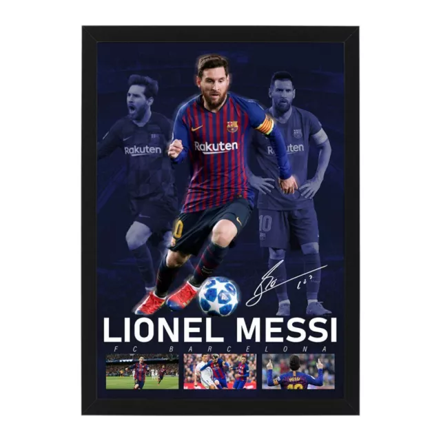 Lionel Messi Signed Framed Large Soccer Memorabilia Barcelona Inesta Ronaldo