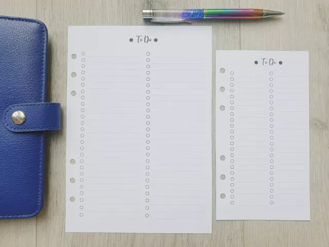 To Do List A5 Personal Planner Insert Refill Diary KikkiK Filofax Ringbound