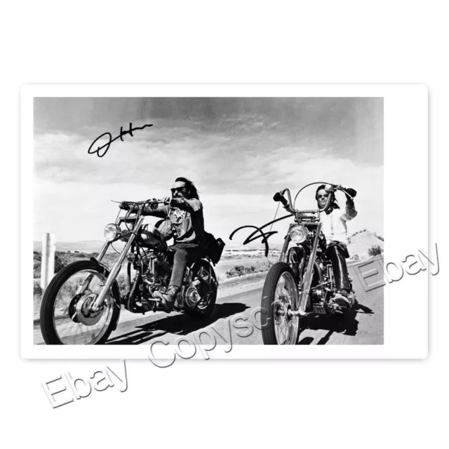 Dennis Hopper & Peter Fonda in Easy Rider - Autogrammfotokarte laminiert