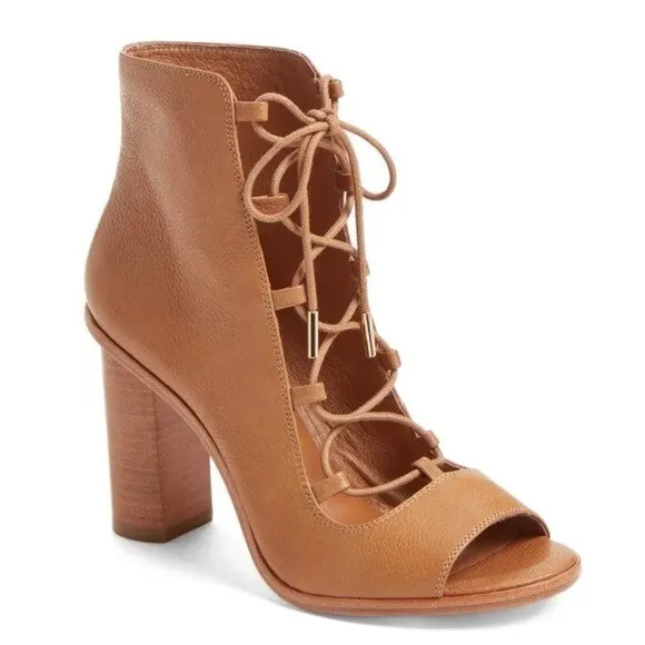 JOIE Cordelia Lace-up Heeled Sandal in Tan Size 39.5 NWT