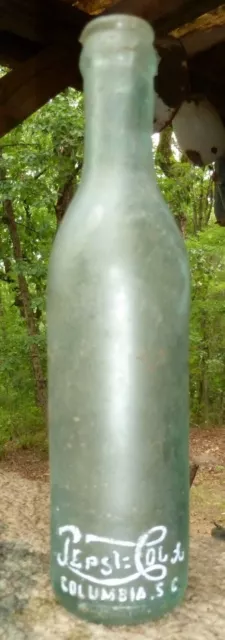 SOUTH CAROLINA SCRIPT PEPSI COLA BOTTLE-Aqua-Straight Side-Columbia-c.1900s