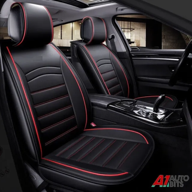 Black PU Leather Front Car Seat Covers Padded For Vauxhall Corsa Astra Insignia