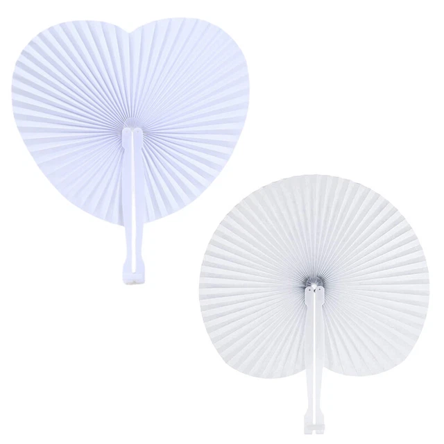 12PCS White Folding Fan Blank Fan Festival Hand Fans Home Party Gift Decor DIY.