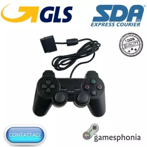 Controller Pad Sony Playstation 2 Compatibile Ps2 Colore Nero Joystick