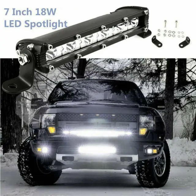 7inch 18W Spot LED Slim Flood Light Bar Work Lamp Driving Offroad SUV ATV Truck