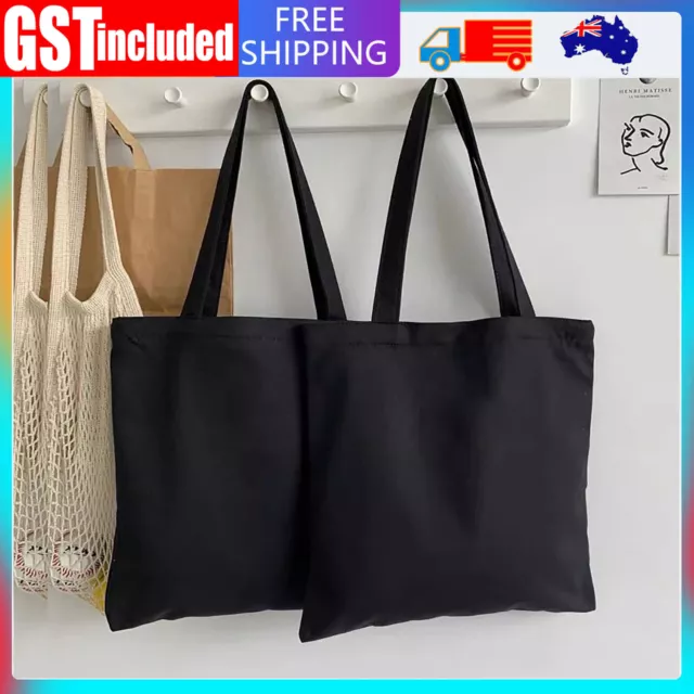 Plain Black Canvas Tote Bag With base Handbag Casual Shoulder Bag Large Capacity