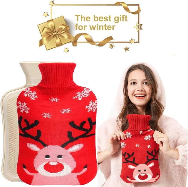 Wärmflasche 2 Liter mit Bezug Wärmeflasche Bettflasche Weihnachten Geschenk DE