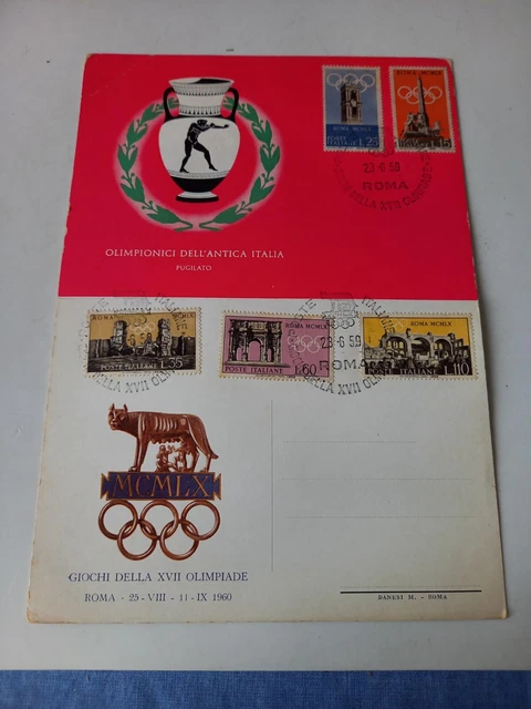 Cartolina Doppia Olimpiadi 1960 Pugilato