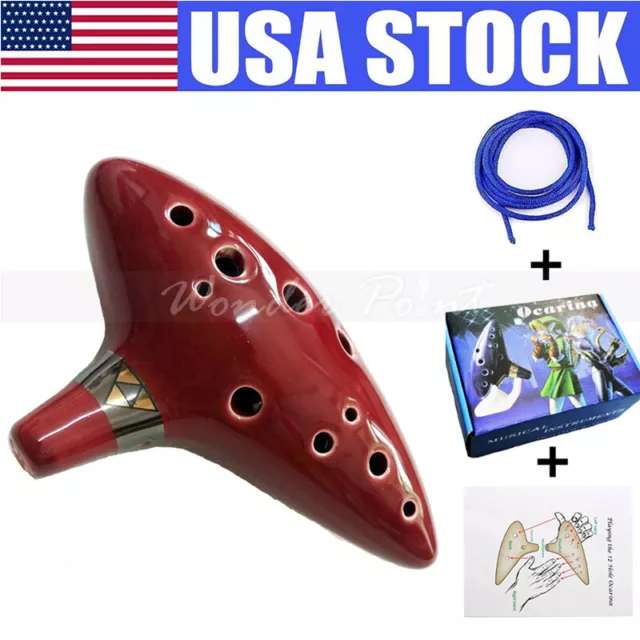 12 Hole Ocarina of Time Ceramic Alto C Flute Legend of Zelda 3 Colors Instrument