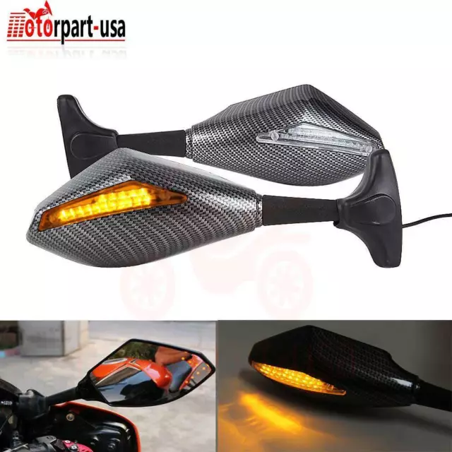 Motorcycle LED Turn Signal Rearview Mirrors For Honda CBR600 F4/F4I 900 1000 RR