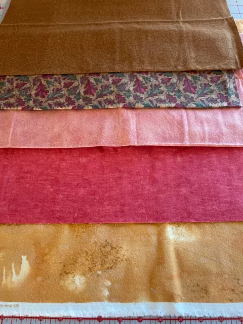 5 Pc Remnants Mixed Flannels Woodsy Scrap Solids Prints Wt 1 lb 1 oz