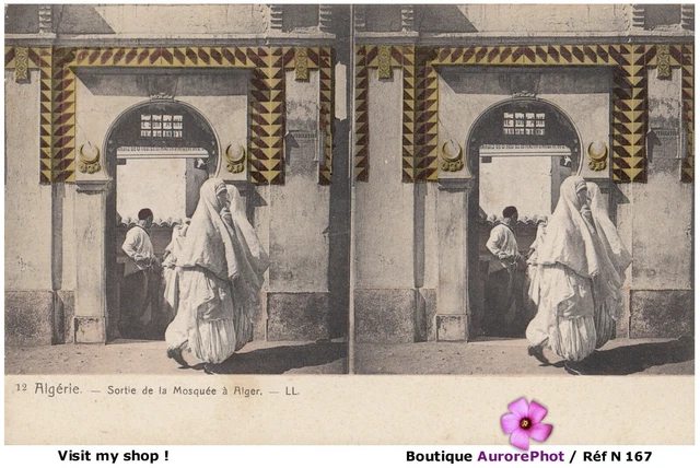 Photo Stéréo Vintage Originale (c.1870) - Mosquée De La Pêcherie à Alger, Algérie - Tirage Albumine - Procédé Ancien - Occasion