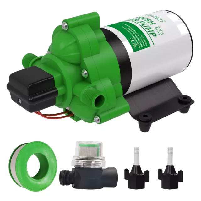 Fresh Water Pump, 12V DC Self Priming Diaphragm Water Pump, 3.5 GPM with Stra...