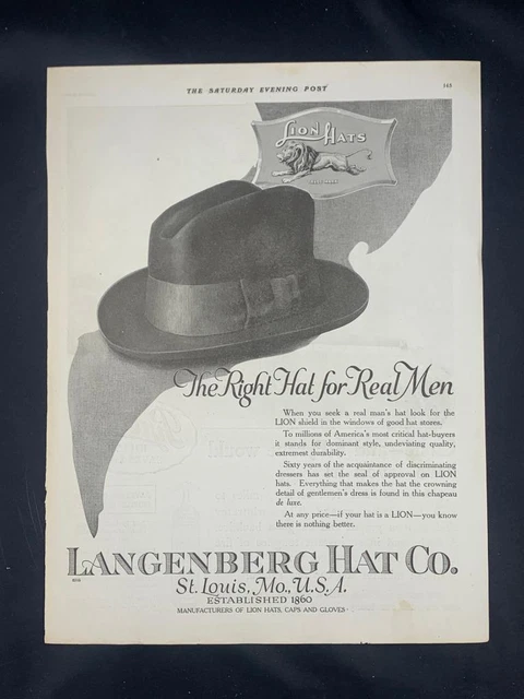 Magazine Ad - 1919 - Langenberg Hat Co., St Louis. MO
