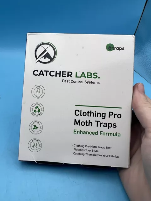 Catcher Labs - Moth Traps for Clothes - 6-Pack Non-Toxic Moth Killer - NEW
