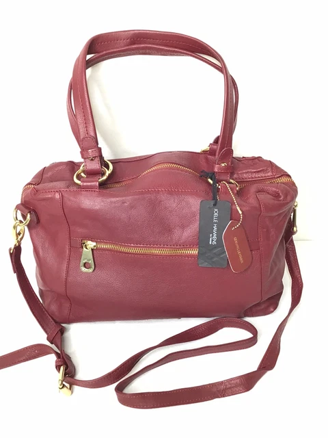 Joelle Hawkins by Treesje Leather Handbag Maroon Shoulder Strap NEW