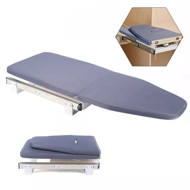 180 Rotation Retractable Ironing Board Closet Folding Pull-Out Stow Away Gray