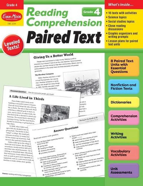 READING COMPREHENSION: PAIRED Text, Grade 4 Teacher Resource by Evan ...