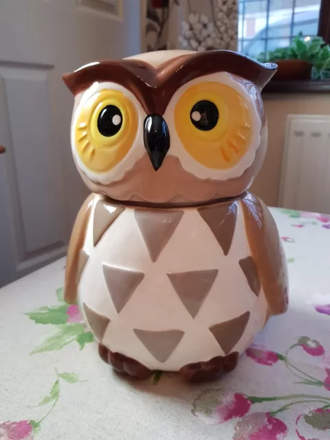 Fun Cute Pottery Tawny Owl Cookie Jar/Biscuit Barrel Removable Head Rubber Seal