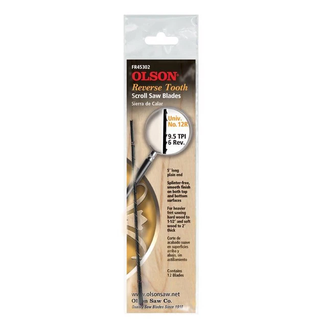 Olson 45302 Carbon Steel Skip Tooth Plain End Scroll Saw Blade 9.8 TPI x 5 L in.