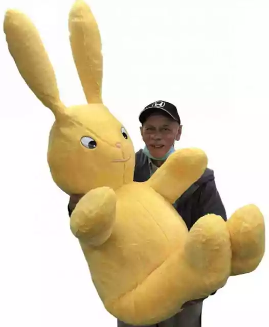 Giant Stuffed Easter Bunny 62 Inches Yellow Soft Big Plush Rabbit 5.2 Feet New