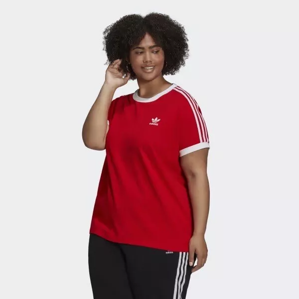 ADICOLOR CLASSICS 3-STRIPES TEE Adidas Top Red White Women's Size XXL 2X