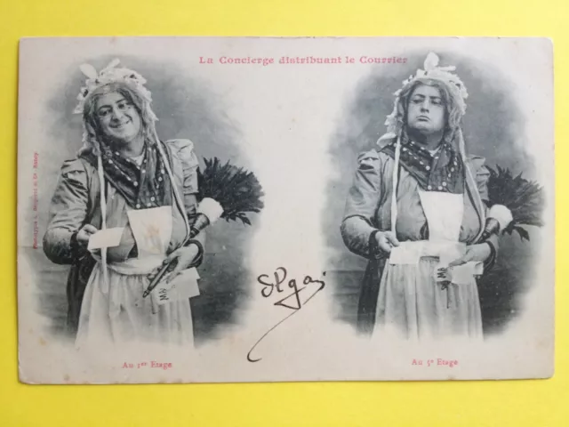 cpa 1900 Phot. BERGERET & Cie NANCY Concièrge à Hélène DUMONT de BRAINE le COMTE