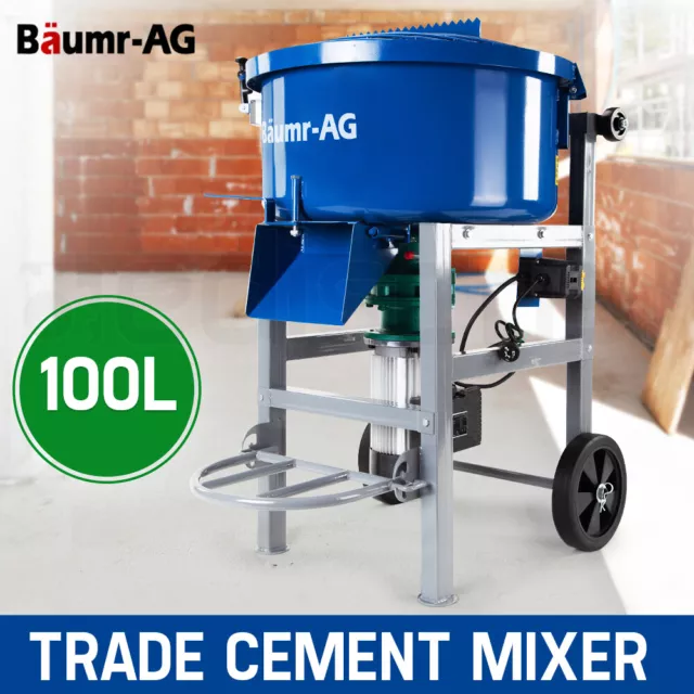 Baumr-AG 100L Mixer Mortar Electric Cement 1500W Screed Pan  Heavy Duty