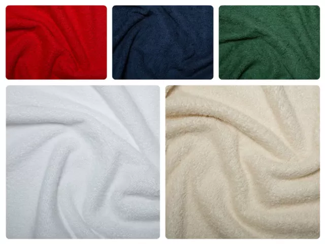 Cotton Terry Towelling Fabric - Plain Solid Colours Material 150cm/59" wide