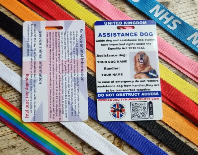 Assistance Dog - Service Dog -Law Card with QR code-Free Lanyard-Free UK Post