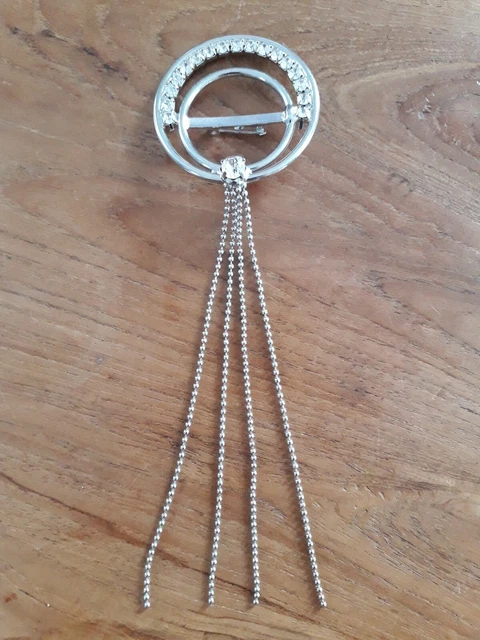 Broche Bijou Vintage Argentée - Style Rétro Classique - Occasion - Accessoire De Robe