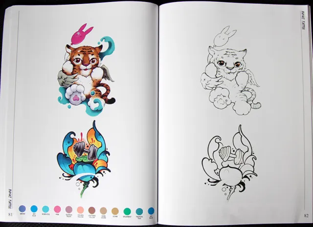 Libro de tatuaje diseño flash libros mono animales tatuaje boceto de referencia 2