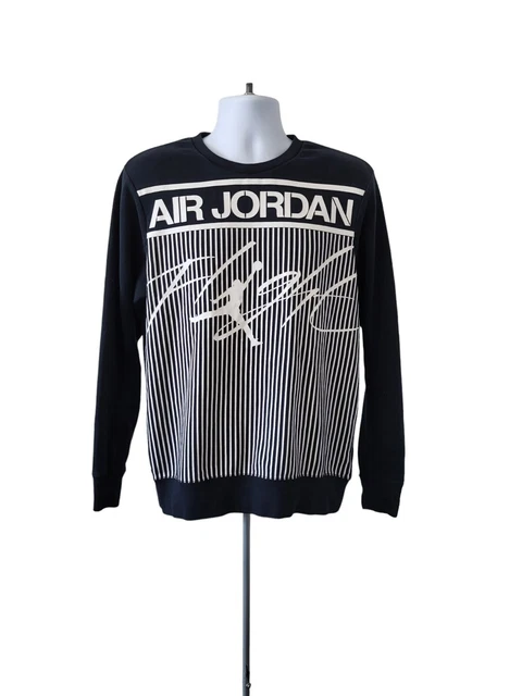 Nike Air Jordan Flight Sweatshirt Large Crew Neck Retro Black White Jumpman