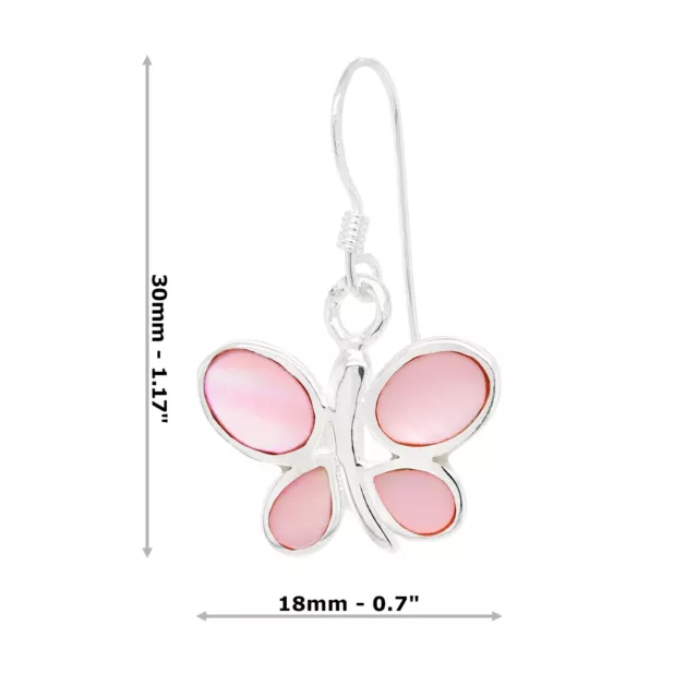 Pendientes de gancho de plata esterlina 925 de color mariposa 3