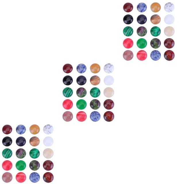 round glass patch 3x Natürliche Kristall Perlen Flache Rückseite Cabochons Semi
