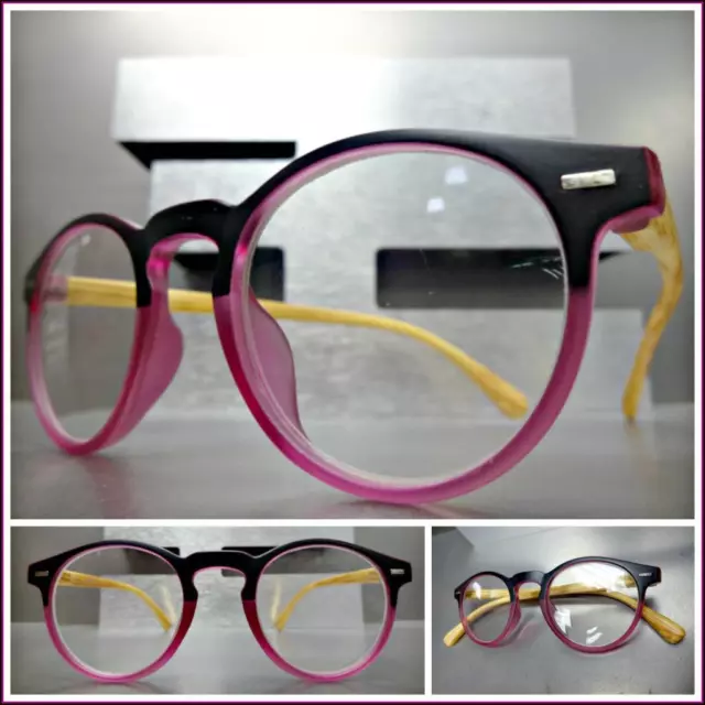 Vintage Retro Style Lecture Yeux Verres Lecteurs Noir & Violet en Bois Cadre