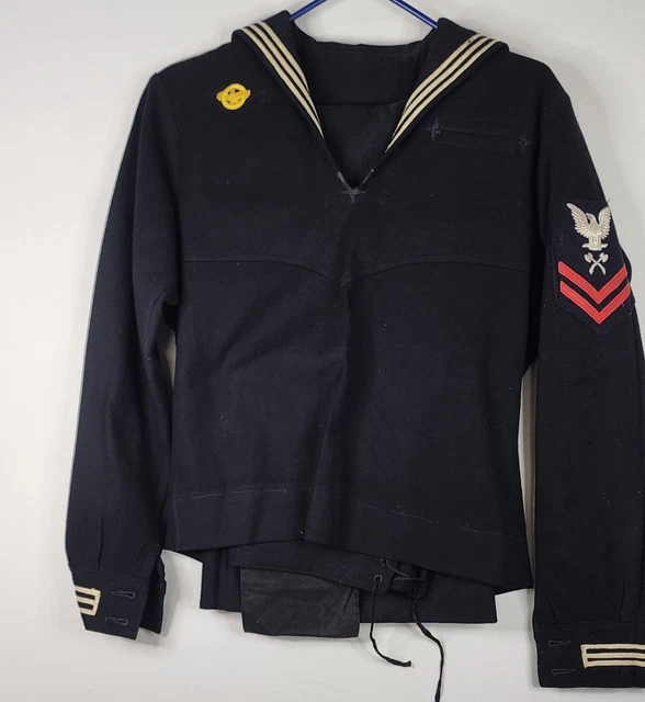 WWII US NAVY Enlisted Dress Blue "Crackerjack" Jumper & Trousers Set £ ...