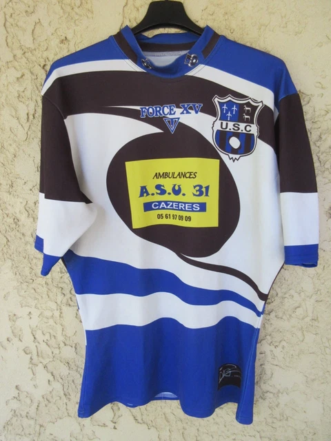 Maillot De Rugby Mazamet Porté Match - Blanc Taille L Moulant - Occasion Collection