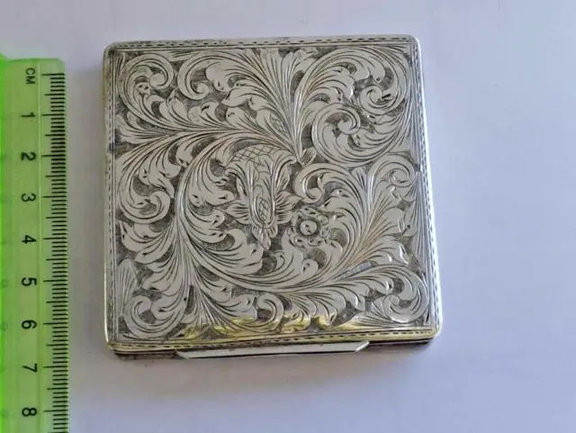 Antique Sterling Silver /800 Hand Engraved Cigarette Case