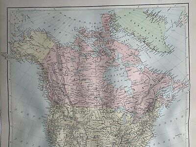 1884 North America Original Antique Map by John Bartholomew 137 Years Old 2