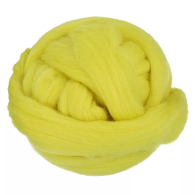 Needle Felting Wool, 3.5 Oz Nature Fibre Wool Yarn Roving (Fluorescent Yellow)