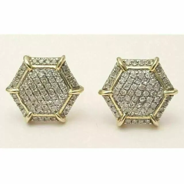 1.50 Ct Round Cut Simulated Diamond Cluster Stud Earrings 14k Yellow Gold Plated