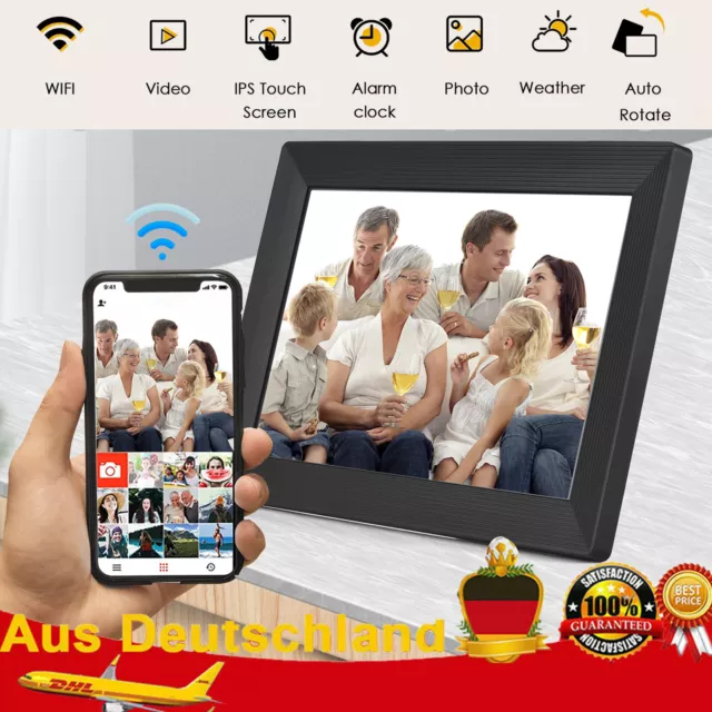 10.1 Zoll Digitaler Bilderrahmen WiFi WLAN 16GB Fotorahmen Touchscreen Andoer