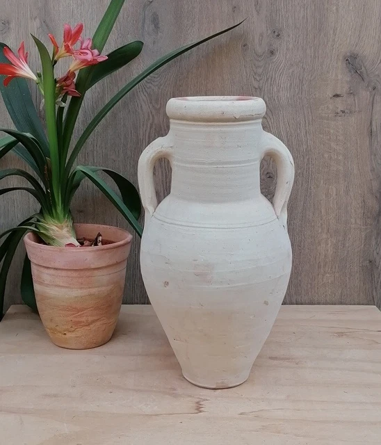 RUSTIKALE HELLE AMPHORE ca. 40cm aus Terracotta Vase Mediterran Kanne
