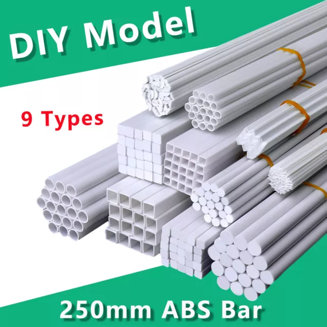 ABS Bar Tube Styrene Plastic Strip/Round/Square/Angles Rod DIY Model Building