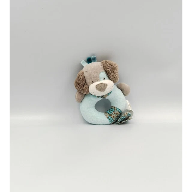 Doudou hochet chien gris bleu Gaston et Cyril NATTOU - 32538