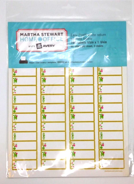 Martha Stewart Home Office Avery 19030 Return Address Labels 180 Labels 2/3